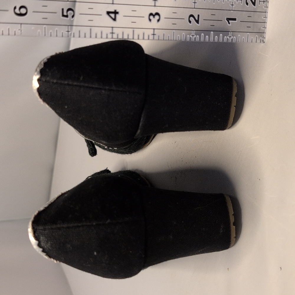 Sam Edelman Black & Silver Canvas Peep Toe Wedge Heels - Picture 5 of 16